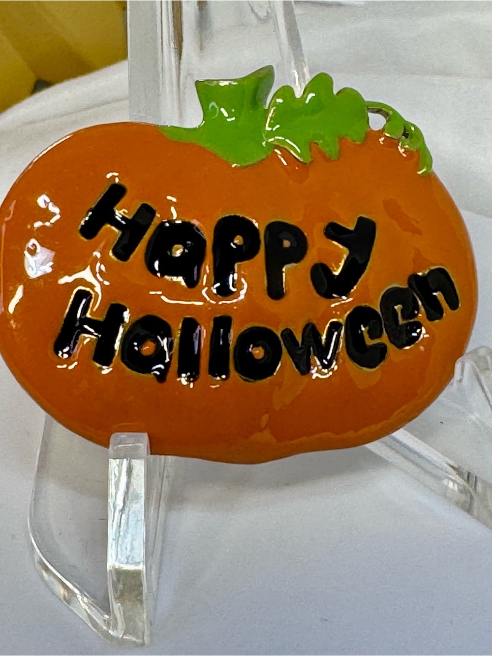 Happy Halloween Orange Pumpkin Brooch